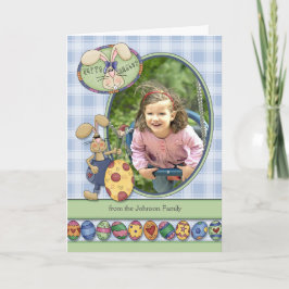 Happy Oaster Custom Foto Bunnies & Eggs Feiertagskarte