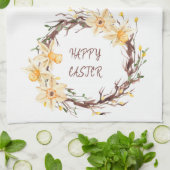 Happy Oaster Daffodis Blumenreath Geschirrtuch (Gefaltet)
