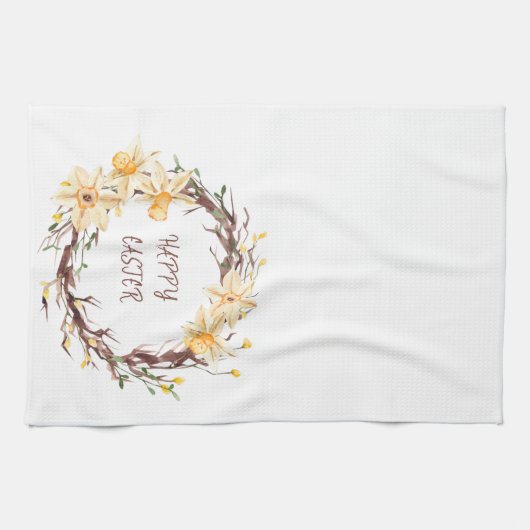 Happy Oaster Daffodis Blumenreath Geschirrtuch (Horizontal)