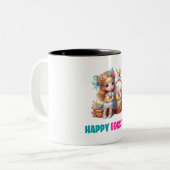 Happy Oaster Day - Baby Rabbit Zweifarbige Tasse (Vorderseite Links)