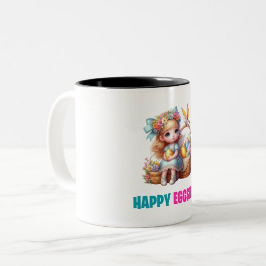 Happy Oaster Day - Baby Rabbit Zweifarbige Tasse (Vorderseite Links)