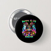Happy Oaster Day Bunny Smoking Wewn Funny Button (Vorne & Hinten)