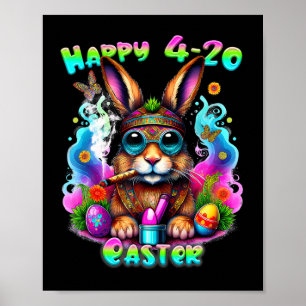 Happy Oaster Day Bunny Smoking Wewn Funny Poster