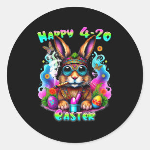 Happy Oaster Day Bunny Smoking Wewn Funny Runder Aufkleber