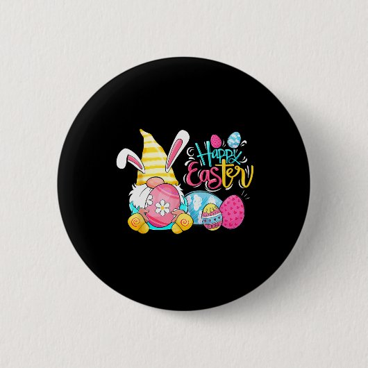 Happy Oaster Day Bunny Spring Gnome Ostereier Jung Button (Vorderseite)