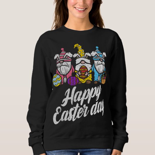 Happy Oaster Day Bunny Spring Gnomes Ostereier H Sweatshirt (Vorderseite)