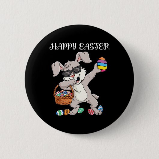Happy Oaster Day Dabbing Rabbit Eggs Kleinkind Boy Button (Vorderseite)