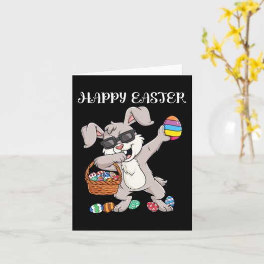 Happy Oaster Day Dabbing Rabbit Eggs Kleinkind Boy Karte (Gelbe Blume)