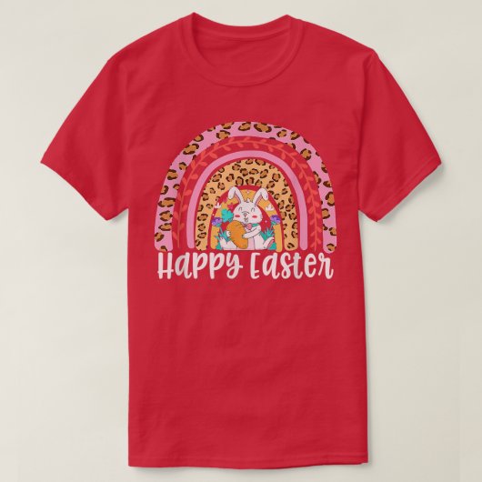 Happy Oaster Day Leopard Rainbow Bunny T-Shirt (Design vorne)
