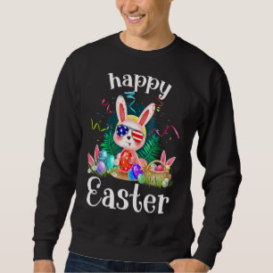 Happy Oaster Day Niedlich Bunny Face Sonnenbrille  Sweatshirt