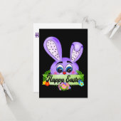 Happy Oaster Day, Niedlich Bunny Lila Karte (Vorderseite/Rückseite Beispiel)