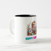 Happy Oaster Day - Niedliches Baby Kaninchen Zweifarbige Tasse (Vorderseite Links)