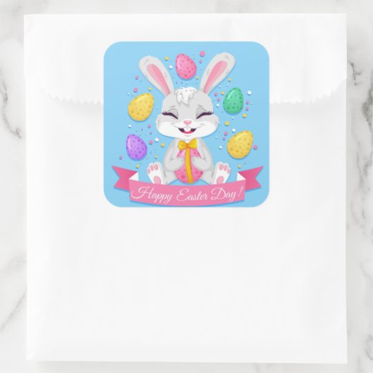 Happy Oaster Day Quadratischer Aufkleber (Tasche)