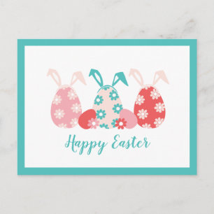 Happy Oaster Decorated Eggs Bunny Oars Feiertagspostkarte
