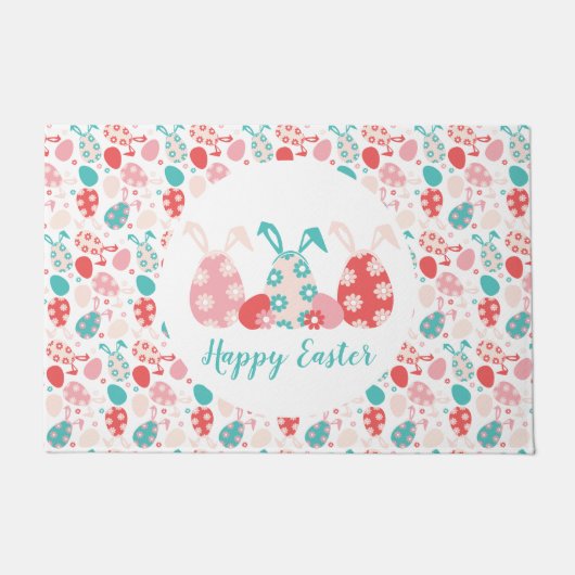 Happy Oaster Decorated Eggs Bunny Oars Fußmatte (Vorderseite)