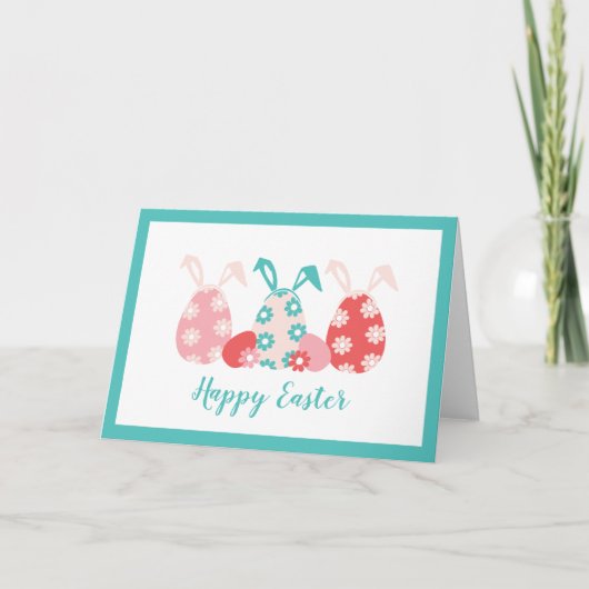 Happy Oaster Decorated Eggs Bunny Oars Karte (Vorderseite)