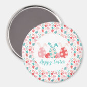 Happy Oaster Decorated Eggs Bunny Oars Magnet (Vorderseite/Rückseite)