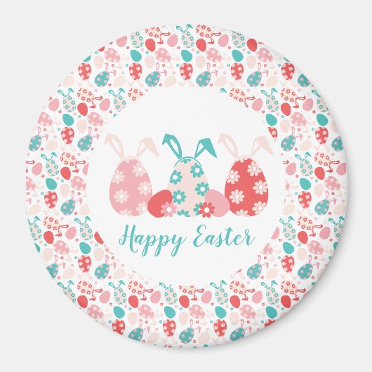 Happy Oaster Decorated Eggs Bunny Oars Magnet (Vorne)