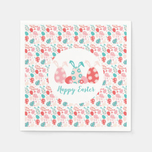 Happy Oaster Decorated Eggs Bunny Oars Serviette