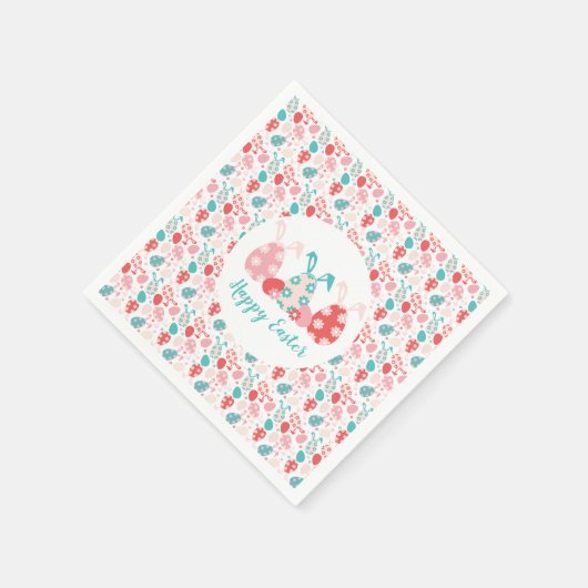 Happy Oaster Decorated Eggs Bunny Oars Serviette (Ecke)