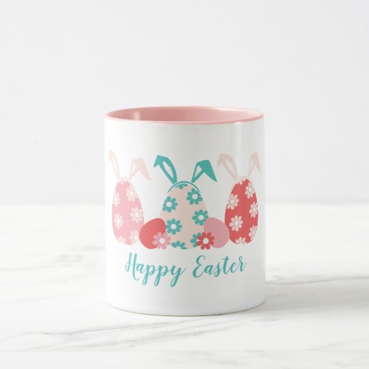 Happy Oaster Decorated Eggs Bunny Oars Tasse (Zentrum)