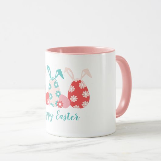 Happy Oaster Decorated Eggs Bunny Oars Tasse (VorderseiteRechts)