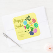 Happy Oaster Decorative Eier Schöne Pflanze Quadratischer Aufkleber (Umschlag)