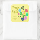 Happy Oaster Decorative Eier Schöne Pflanze Quadratischer Aufkleber (Tasche)