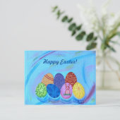 Happy Oaster Decorative Pointillism Eier Postkarte (Stehend Vorderseite)
