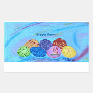 Happy Oaster Decorative Pointillism Eieraufkleber Rechteckiger Aufkleber