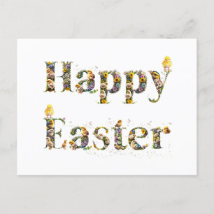 Happy Oaster Decorative Text Baby Chicks Feiertagspostkarte