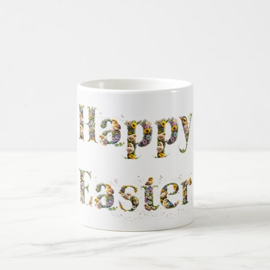 Happy Oaster Decorative Text Baby Chicks Kaffeetasse (Mittel)