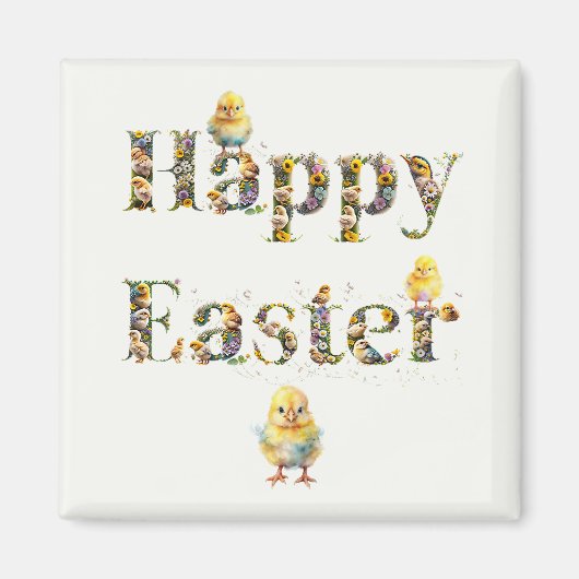 Happy Oaster Decorative Text Baby Chics Magnet (Vorne)