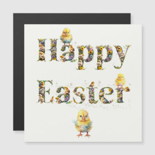 Happy Oaster Decorative Text Baby Chics Magnetkarte