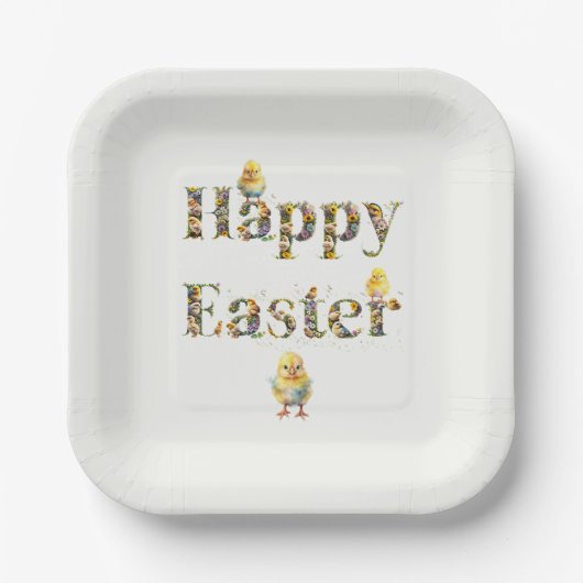 Happy Oaster Decorative Text Baby Chics Pappteller (Vorderseite)