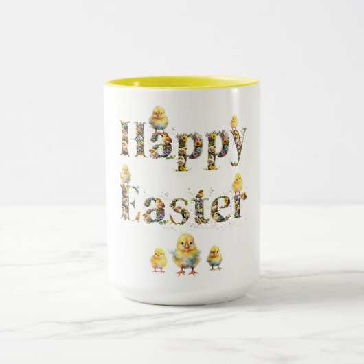 Happy Oaster Decorative Text Baby Chics Tasse (Zentrum)