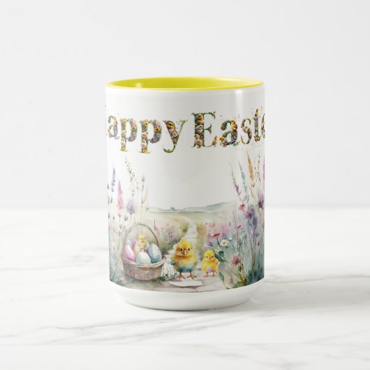 Happy Oaster Decorative Text Baby Chics Tasse (Zentrum)