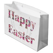 Happy Oaster Decorative Text Große Geschenktüte (Rückseite Schrägansicht)