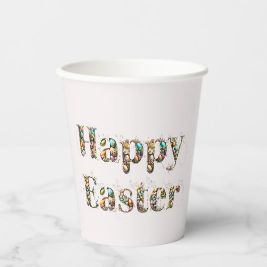Happy Oaster Decorative Text Pappbecher (Vorderseite)