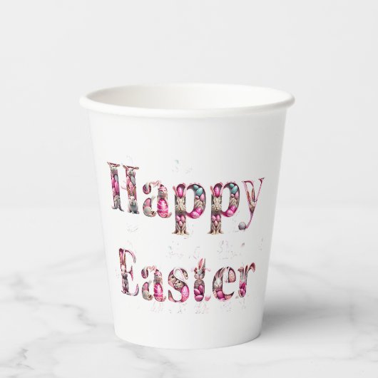 Happy Oaster Decorative Text Pappbecher (Vorderseite)