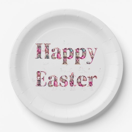 Happy Oaster Decorative Text Pappteller (Vorderseite)