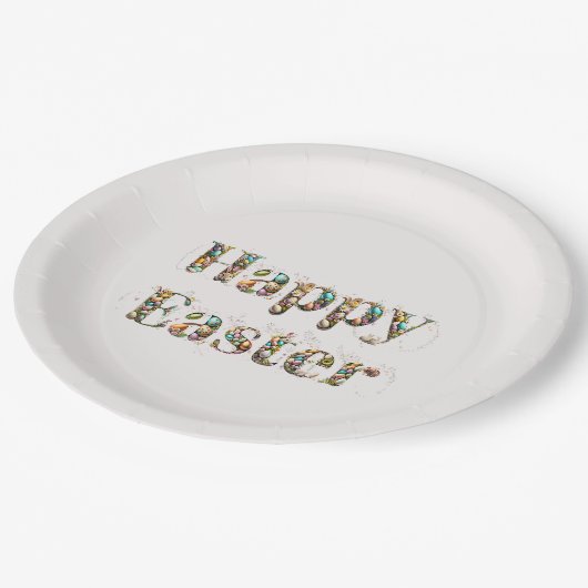 Happy Oaster Decorative Text Pappteller (Schrägansicht)