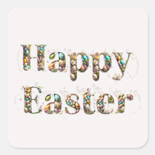 Happy Oaster Decorative Text Quadratischer Aufkleber