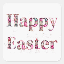 Happy Oaster Decorative Text Quadratischer Aufkleber