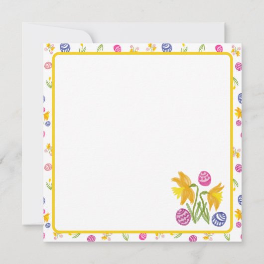 Happy Oaster dekoriert Ei, Huhn und Sonne Ankündigung (Rückseite)