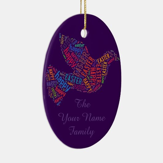 Happy Oaster Dove Grußtext Keramik Ornament (Rechts)