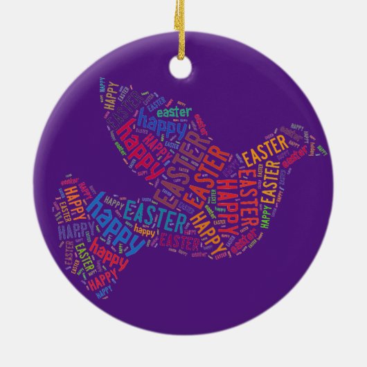 Happy Oaster Dove Grußtext Keramikornament (Hinten)