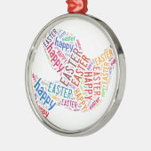 Happy Oaster Dove Grußtext Silbernes Ornament (Links)