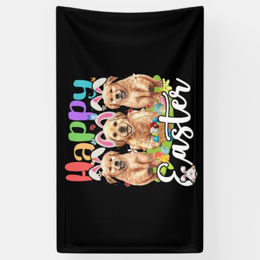 Happy Oaster Drei Golden Retriever Sonnenhase Banner (Vertikal)