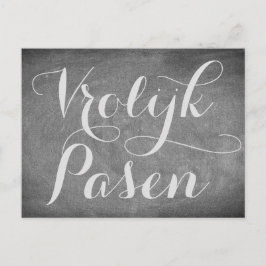 Happy Oaster Dutch Pasen Chalkboard Typografie Feiertagspostkarte